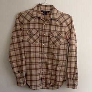 Ralph Lauren Beige Plaid women’s Western Shirt EUC